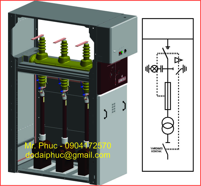 Tủ đo lường điện áp với cầu dao phụ tải